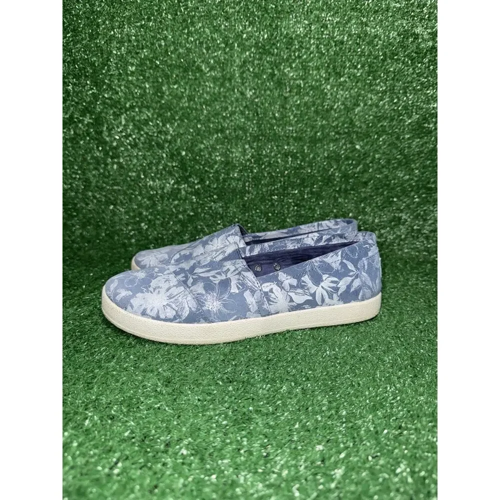 TOMS Womens Avalon Blue Floral Slip On Shoe Casual Comfy Low Top Sneakers Size 7
